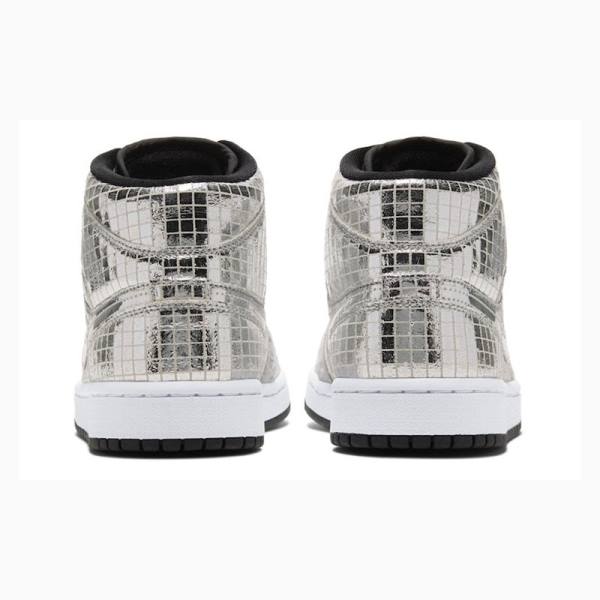 Silver Nike Mid Flashing Lights Basketball Shoes Women's Air Jordan 1 | JD-804GE