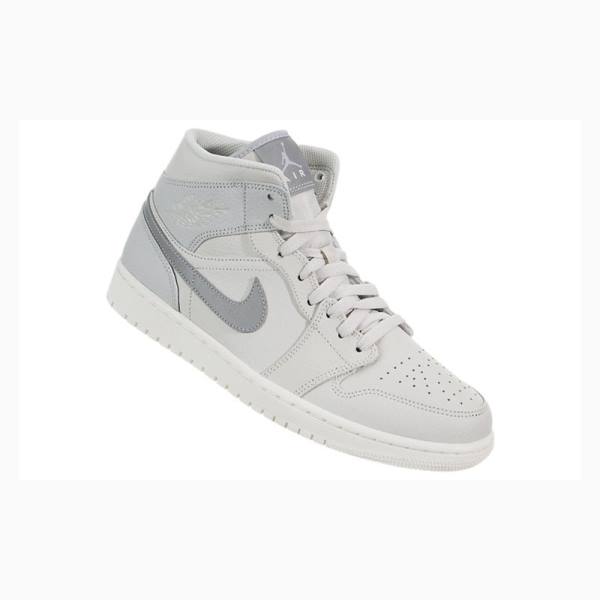 Silver Nike Mid SE Light Bone Basketball Shoes Men's Air Jordan 1 | JD-135GE