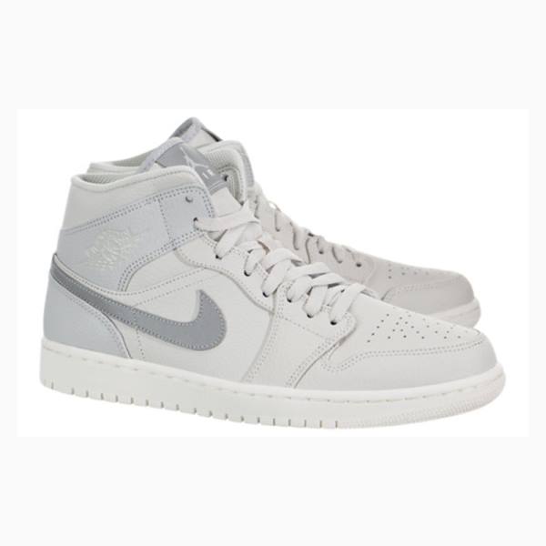 Silver Nike Mid SE Light Bone Basketball Shoes Men's Air Jordan 1 | JD-135GE