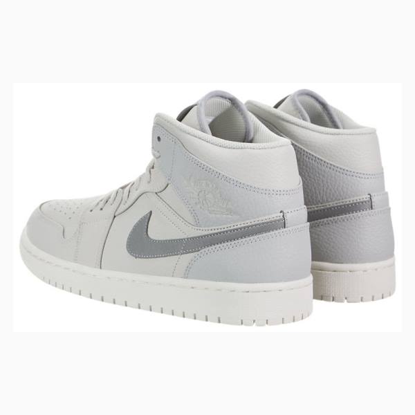 Silver Nike Mid SE Light Bone Basketball Shoes Men's Air Jordan 1 | JD-135GE