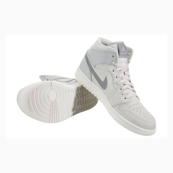 Silver Nike Mid SE Light Bone Basketball Shoes Men's Air Jordan 1 | JD-135GE