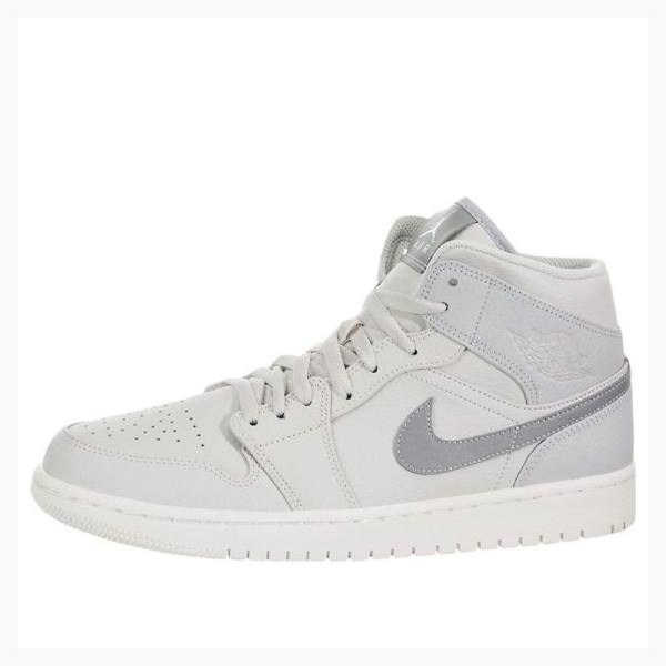 Silver Nike Mid SE Light Bone Basketball Shoes Men\'s Air Jordan 1 | JD-135GE