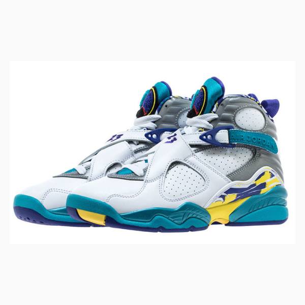 White / Aqua Nike Retro Basketball Shoes Women's Air Jordan 8 | JD-041HV