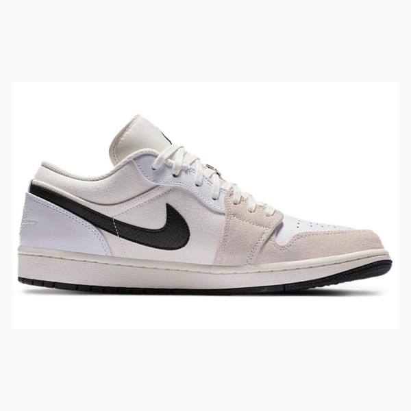 White / Beige / Black Nike Low Sail Sneakers Men's Air Jordan 1 | JD-964OF