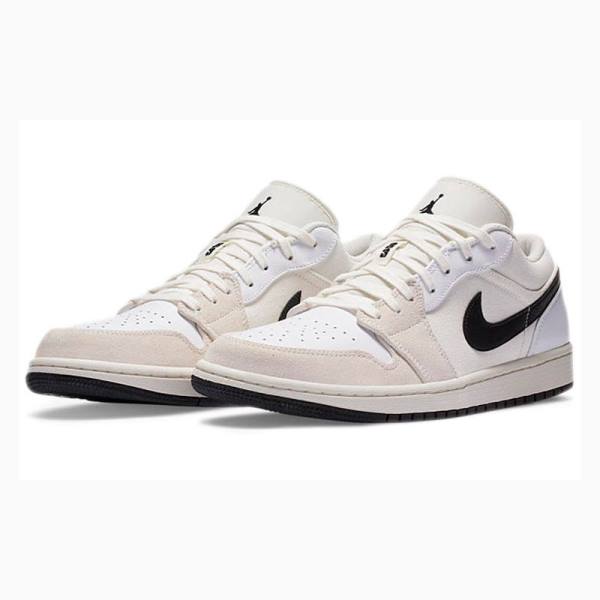 White / Beige / Black Nike Low Sail Sneakers Men's Air Jordan 1 | JD-964OF