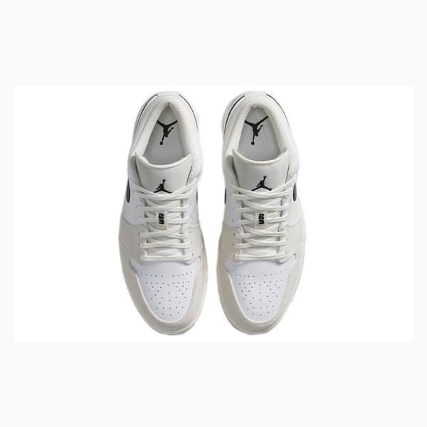 White / Beige / Black Nike Low Sail Sneakers Men's Air Jordan 1 | JD-964OF