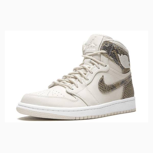 White / Beige Nike Retro HI PRM Snakeskin - Phantom Basketball Shoes Women's Air Jordan 1 | JD-896KF