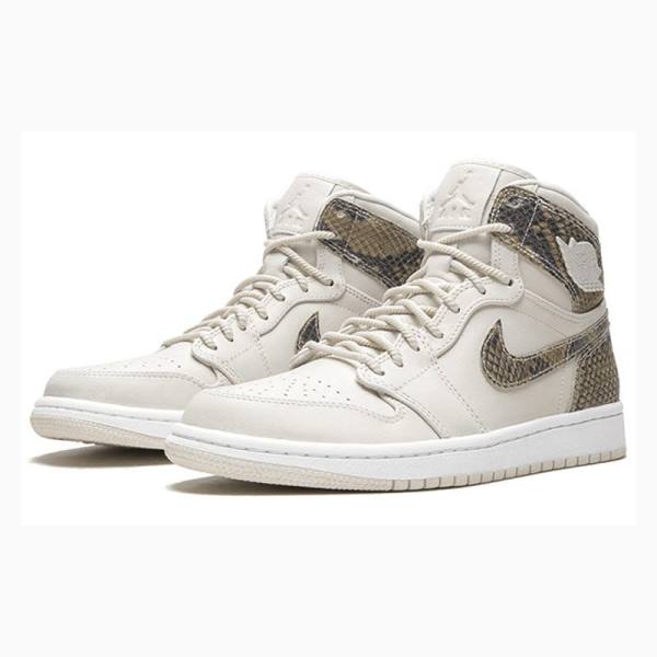 White / Beige Nike Retro HI PRM Snakeskin - Phantom Basketball Shoes Women's Air Jordan 1 | JD-896KF