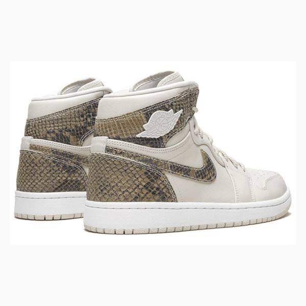 White / Beige Nike Retro HI PRM Snakeskin - Phantom Basketball Shoes Women's Air Jordan 1 | JD-896KF