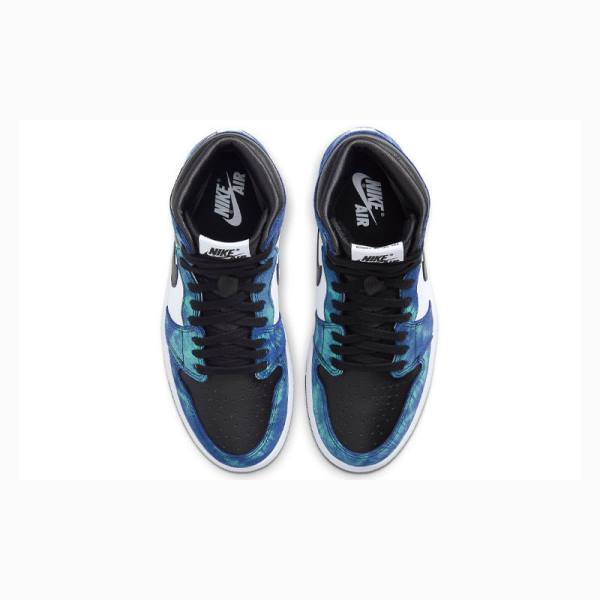 White / Black / Blue Nike High OG Tie Dye Basketball Shoes Women's Air Jordan 1 | JD-034CP