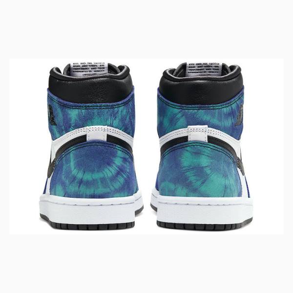 White / Black / Blue Nike High OG Tie Dye Basketball Shoes Women's Air Jordan 1 | JD-034CP