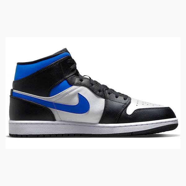 White / Black / Blue Nike Mid Basketball Shoes Men's Air Jordan 1 | JD-305QN