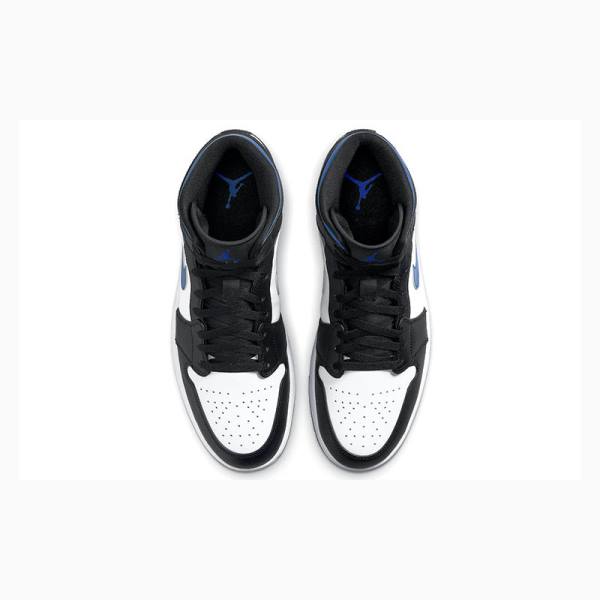 White / Black / Blue Nike Mid Basketball Shoes Men's Air Jordan 1 | JD-305QN