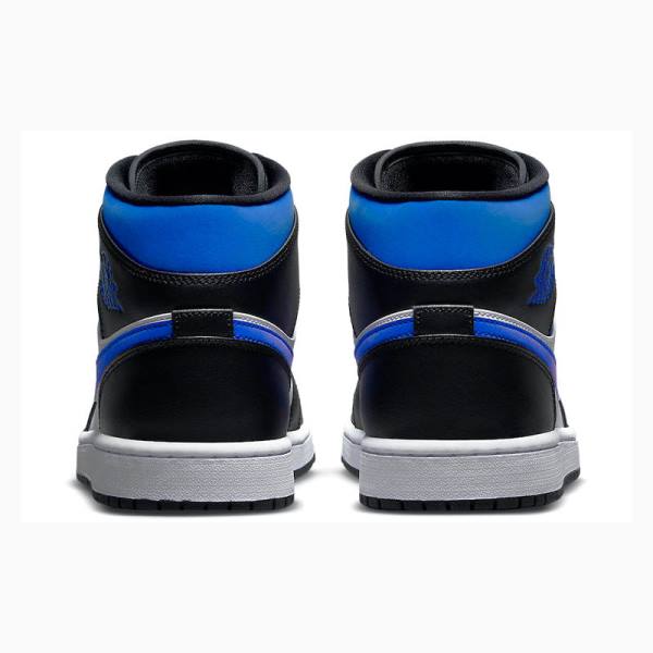 White / Black / Blue Nike Mid Basketball Shoes Men's Air Jordan 1 | JD-305QN