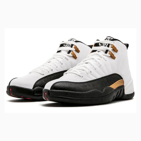 White / Black / Gold Nike Retro CNY Chinese New Year Basketball Shoes Men's Air Jordan 12 | JD-107HF