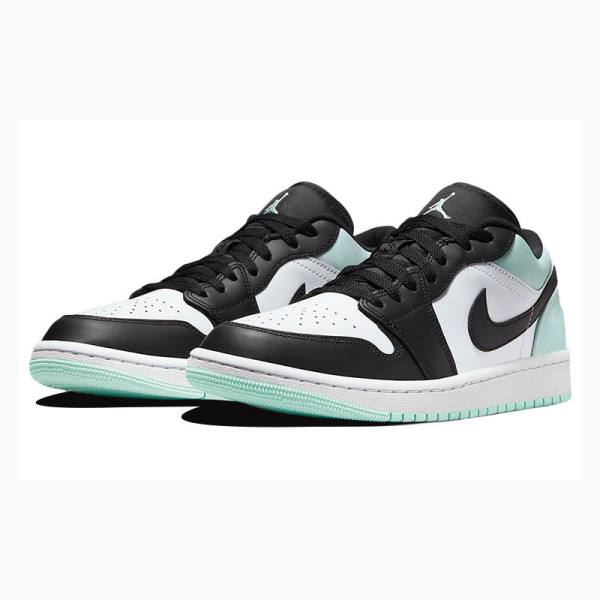 White / Black / Green Nike Low Tie-Dye Sneakers Men's Air Jordan 1 | JD-826LQ