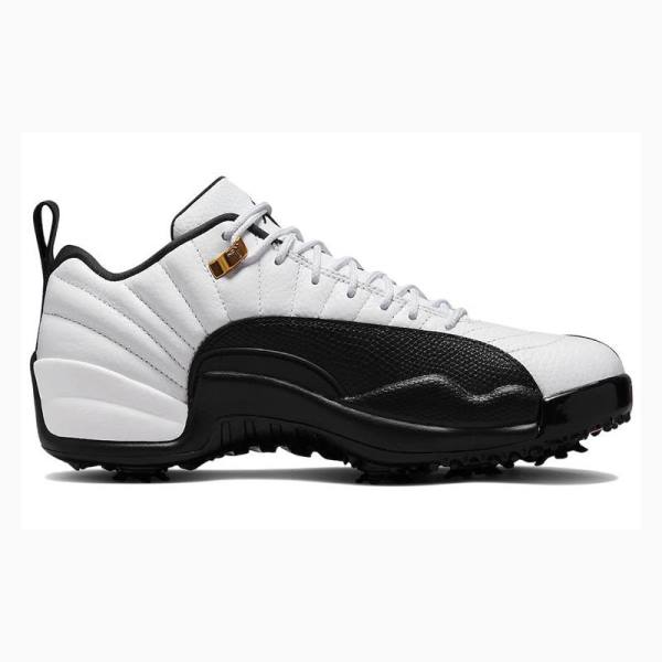 White / Black Nike Low Golf Taxi Unisex Sneakers Men's Air Jordan 12 | JD-352UH