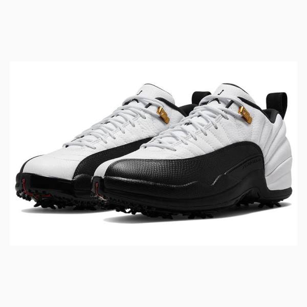 White / Black Nike Low Golf Taxi Unisex Sneakers Men's Air Jordan 12 | JD-352UH