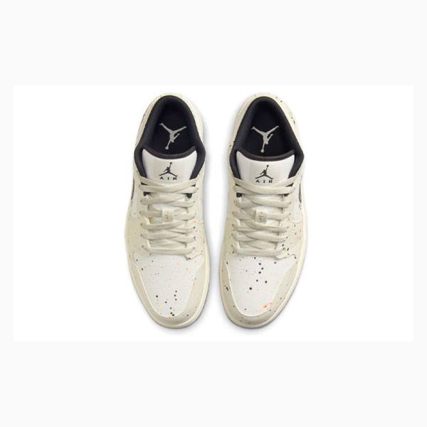 White / Black Nike Low SE Brushstroke Sneakers Men's Air Jordan 1 | JD-035QV