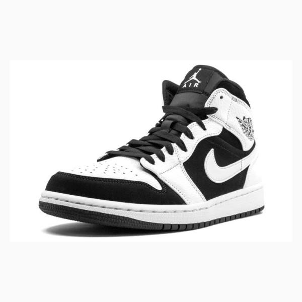 White / Black Nike Mid Basketball Shoes Men's Air Jordan 1 | JD-184MQ