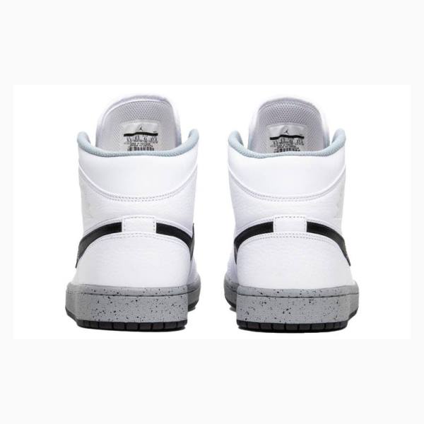 White / Black Nike Mid Basketball Shoes Men's Air Jordan 1 | JD-265EJ