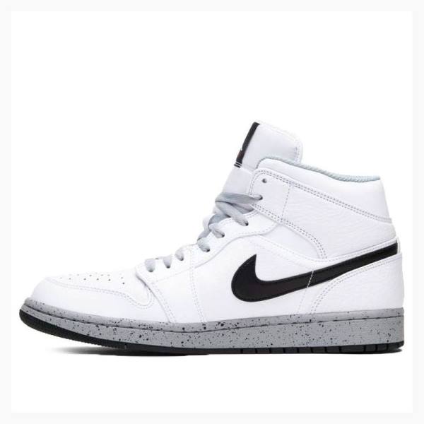 White / Black Nike Mid Basketball Shoes Men\'s Air Jordan 1 | JD-265EJ