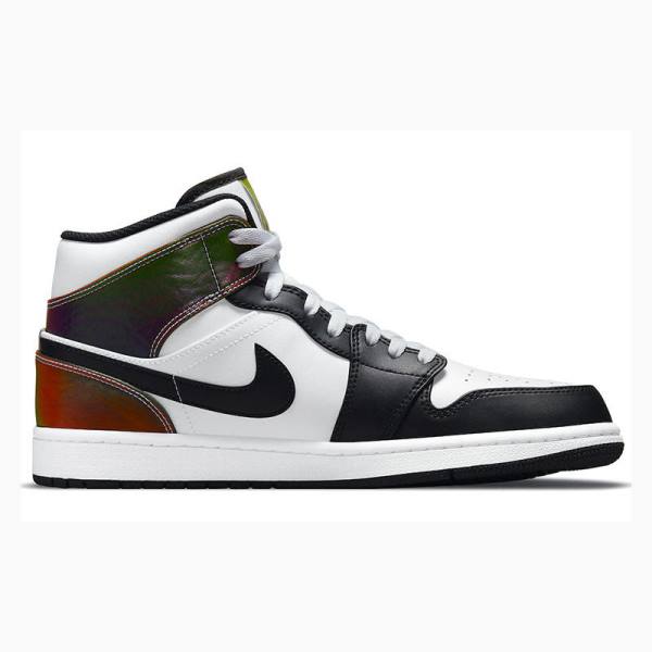 White / Black Nike Mid Heat Reactive Basketball Shoes Men's Air Jordan 1 | JD-324YM