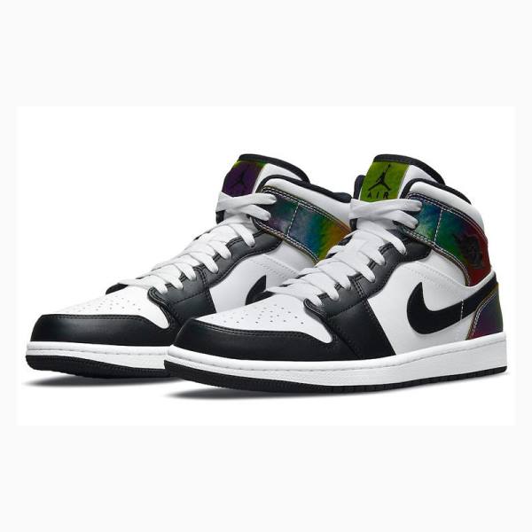 White / Black Nike Mid Heat Reactive Basketball Shoes Men's Air Jordan 1 | JD-324YM