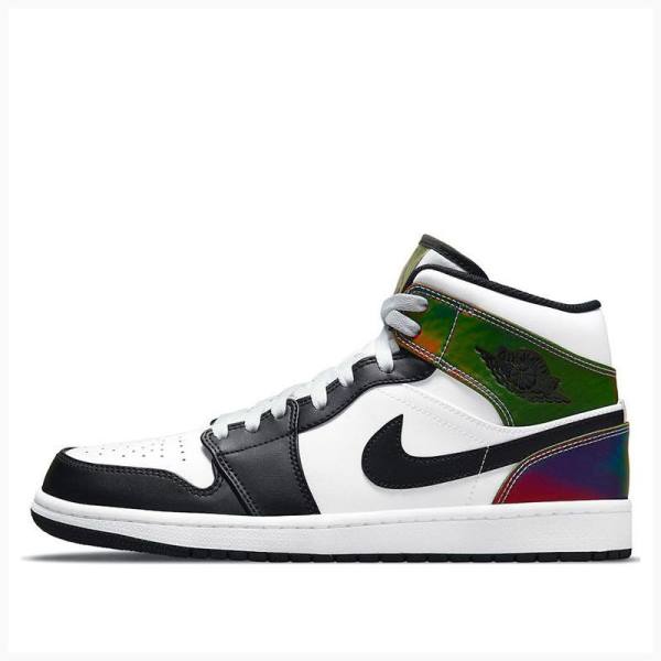 White / Black Nike Mid Heat Reactive Basketball Shoes Men\'s Air Jordan 1 | JD-324YM