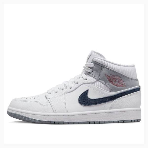 White / Black Nike Mid Paris Basketball Shoes Men\'s Air Jordan 1 | JD-067FA