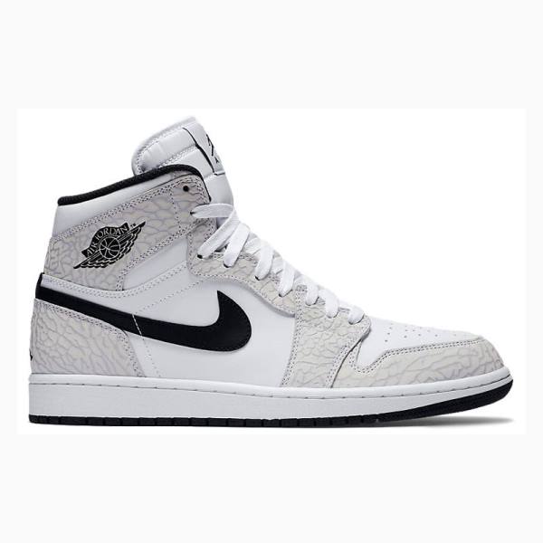 White / Black Nike Retro High Elephant Print Basketball Shoes Men's Air Jordan 1 | JD-864DA