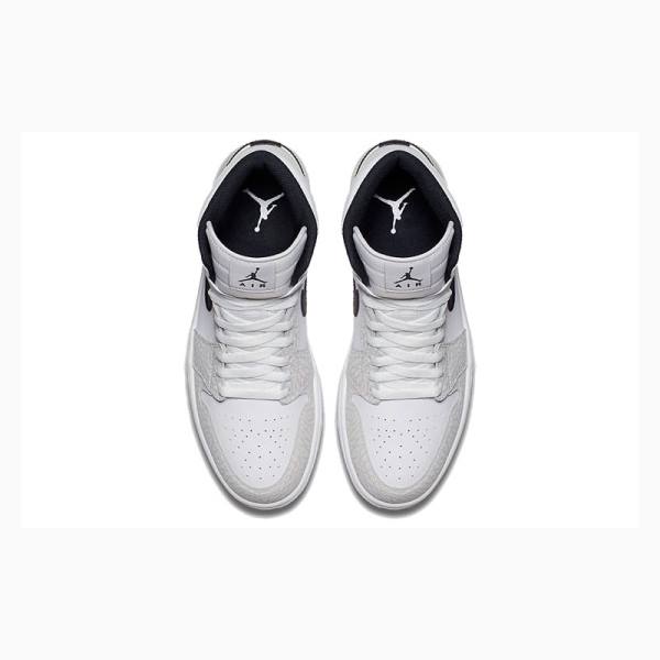 White / Black Nike Retro High Elephant Print Basketball Shoes Men's Air Jordan 1 | JD-864DA