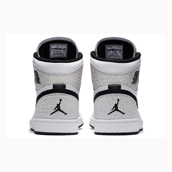 White / Black Nike Retro High Elephant Print Basketball Shoes Men's Air Jordan 1 | JD-864DA