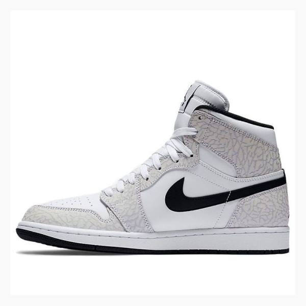 White / Black Nike Retro High Elephant Print Basketball Shoes Men\'s Air Jordan 1 | JD-864DA