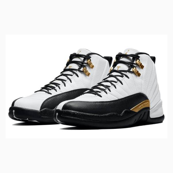 White / Black Nike Retro Taxi Suede Basketball Shoes Men's Air Jordan 12 | JD-169FP