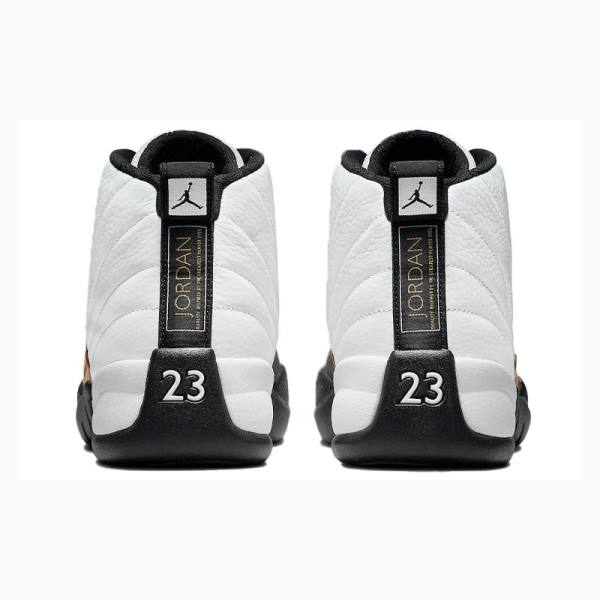 White / Black Nike Retro Taxi Suede Basketball Shoes Men's Air Jordan 12 | JD-169FP