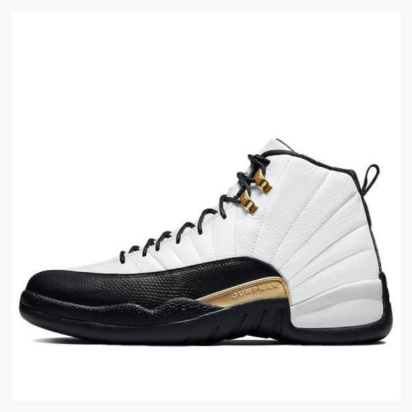 White / Black Nike Retro Taxi Suede Basketball Shoes Men\'s Air Jordan 12 | JD-169FP