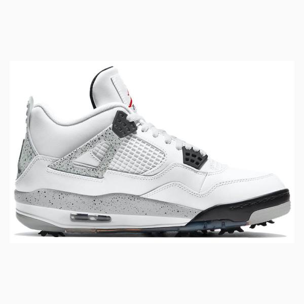 White / Black / Red Nike Golf Cement Basketball Shoes Men's Air Jordan 4 | JD-689KC