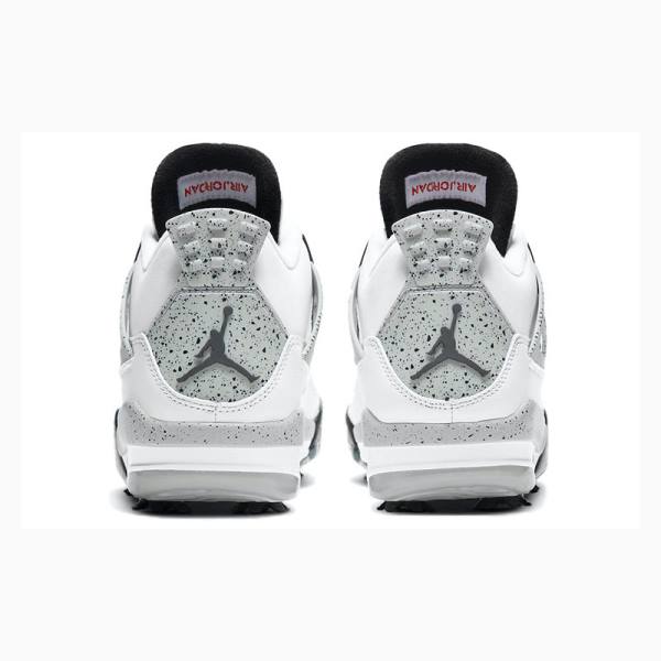 White / Black / Red Nike Golf Cement Basketball Shoes Men's Air Jordan 4 | JD-689KC