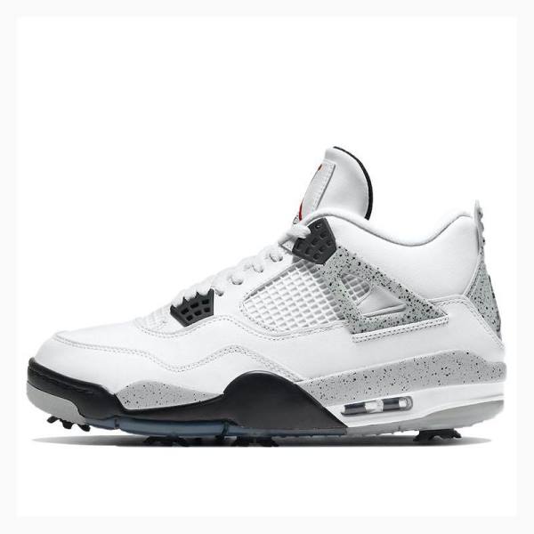 White / Black / Red Nike Golf Cement Basketball Shoes Men\'s Air Jordan 4 | JD-689KC