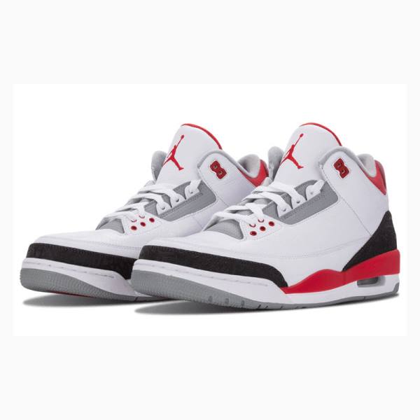 White / Black / Red Nike Retro Fire Red Basketball Shoes Men's Air Jordan 3 | JD-265IZ