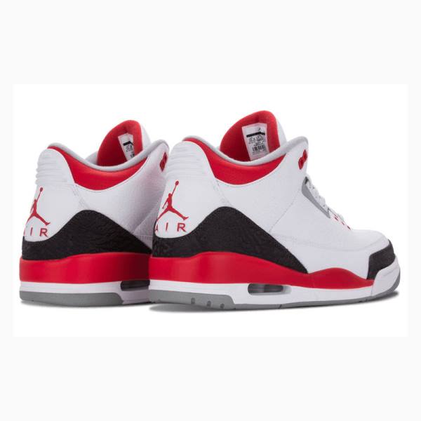 White / Black / Red Nike Retro Fire Red Basketball Shoes Men's Air Jordan 3 | JD-265IZ