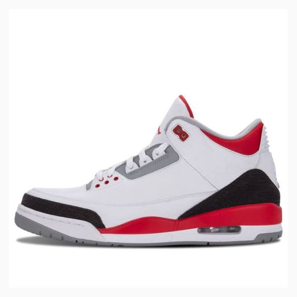 White / Black / Red Nike Retro Fire Red Basketball Shoes Men\'s Air Jordan 3 | JD-265IZ