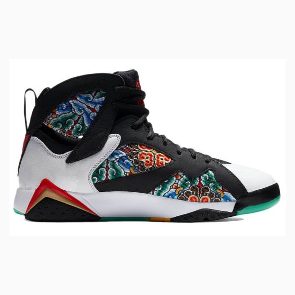 White / Black / Red Nike Retro GC China Edition Basketball Shoes Men's Air Jordan 7 | JD-375JP