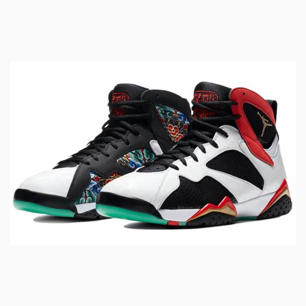 White / Black / Red Nike Retro GC China Edition Basketball Shoes Men's Air Jordan 7 | JD-375JP