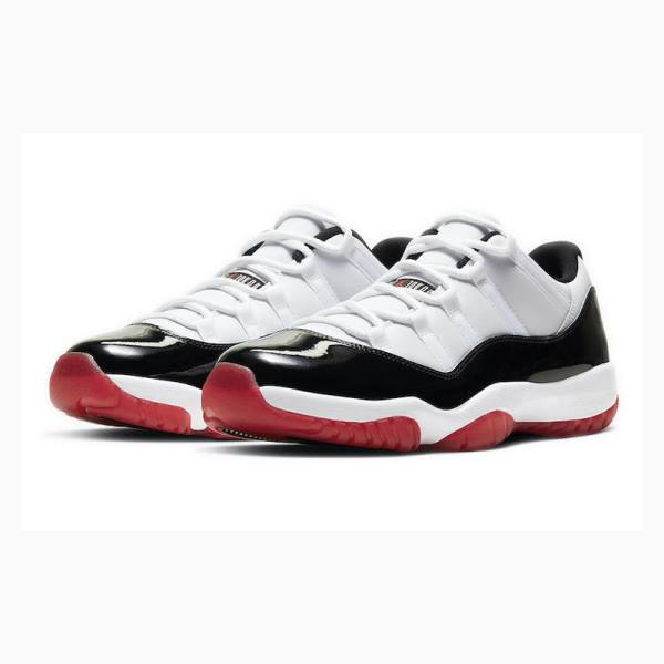 White / Black / Red Nike Retro Low Concord Bred Sneakers Men's Air Jordan 11 | JD-758NL