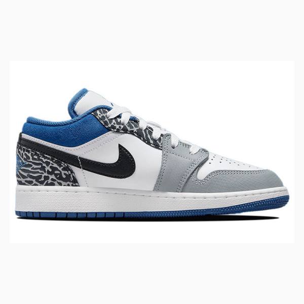 White / Blue / Grey Nike Low SE Sneakers Men's Air Jordan 1 | JD-678OP