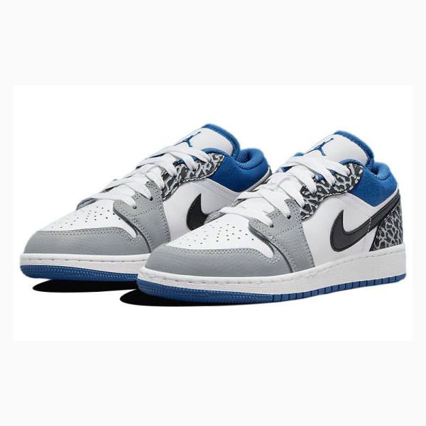 White / Blue / Grey Nike Low SE Sneakers Men's Air Jordan 1 | JD-678OP