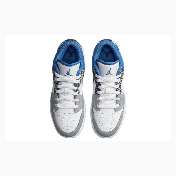 White / Blue / Grey Nike Low SE Sneakers Men's Air Jordan 1 | JD-678OP