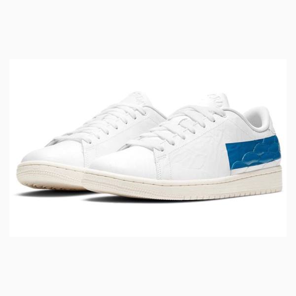 White / Blue Nike Centre Court Basketball Shoes Men's Air Jordan 1 | JD-847LE